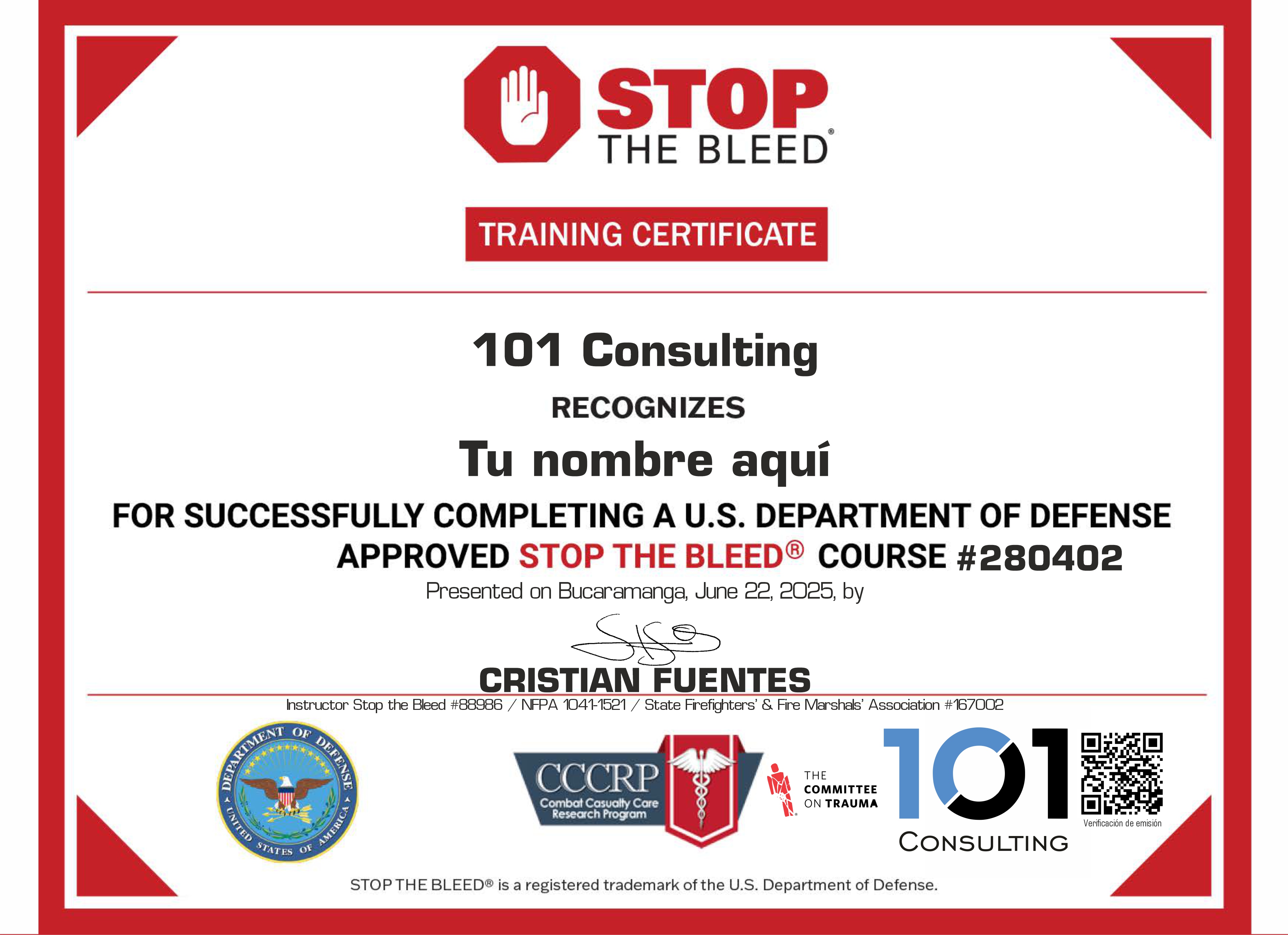 Certificado STB 101 Consulting